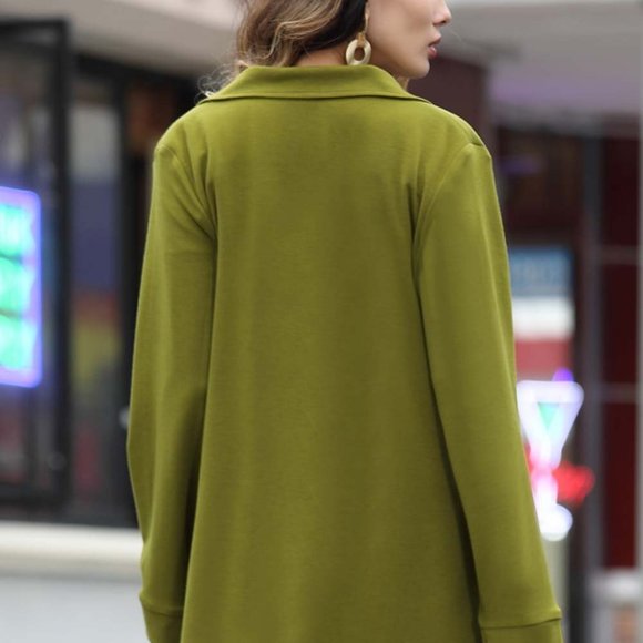 🌎Olive French Terry Boyfriend Blazer - Picture 3 of 9